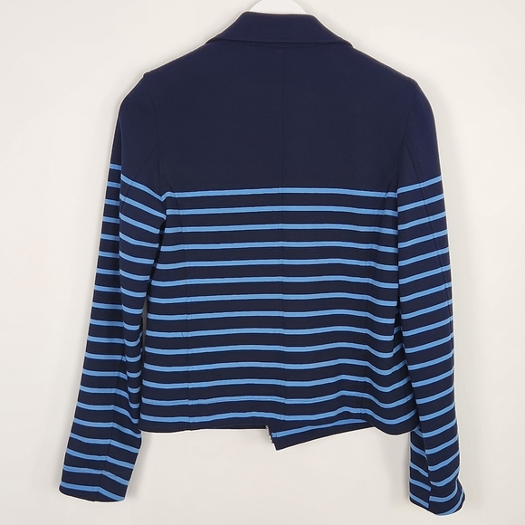 NYDJ Women's Blue Striped Jacket Ponte Zip Moto-Style XS Style # S5S0176 - Picture 9 of 9